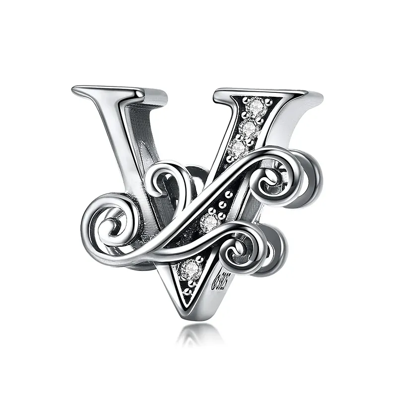 Elegance Vintage Letter V Charm