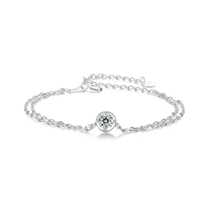 Elegance Moissanite Double-Layer Chain Bracelet - Bracelets