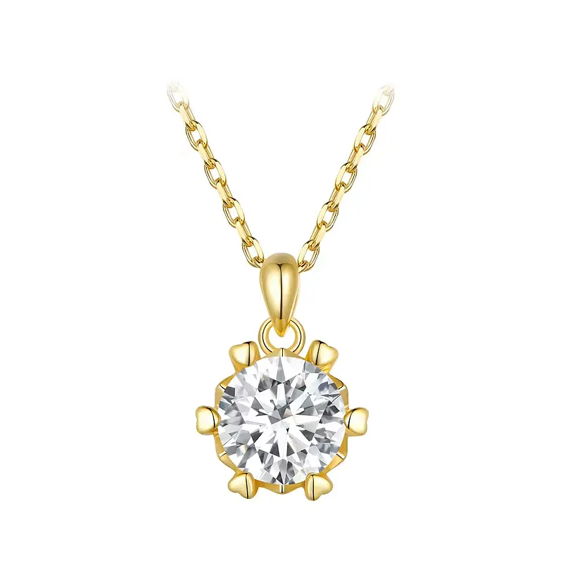 Elegance Six-Claws Moissanite Gold Necklace - Necklaces