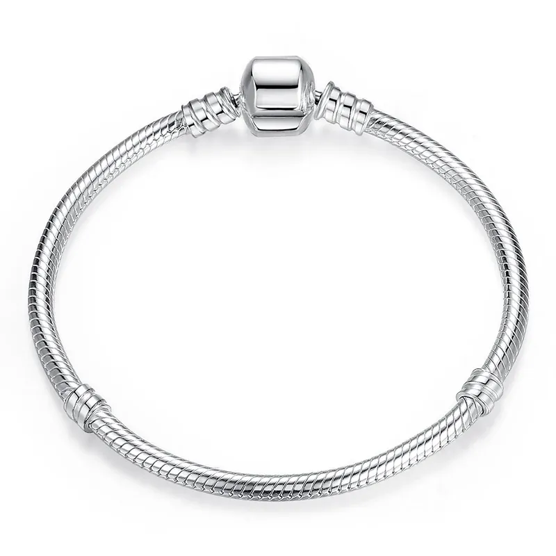 Elegance Snake Chain Bracelet with Barrel Clasp - 17 cm