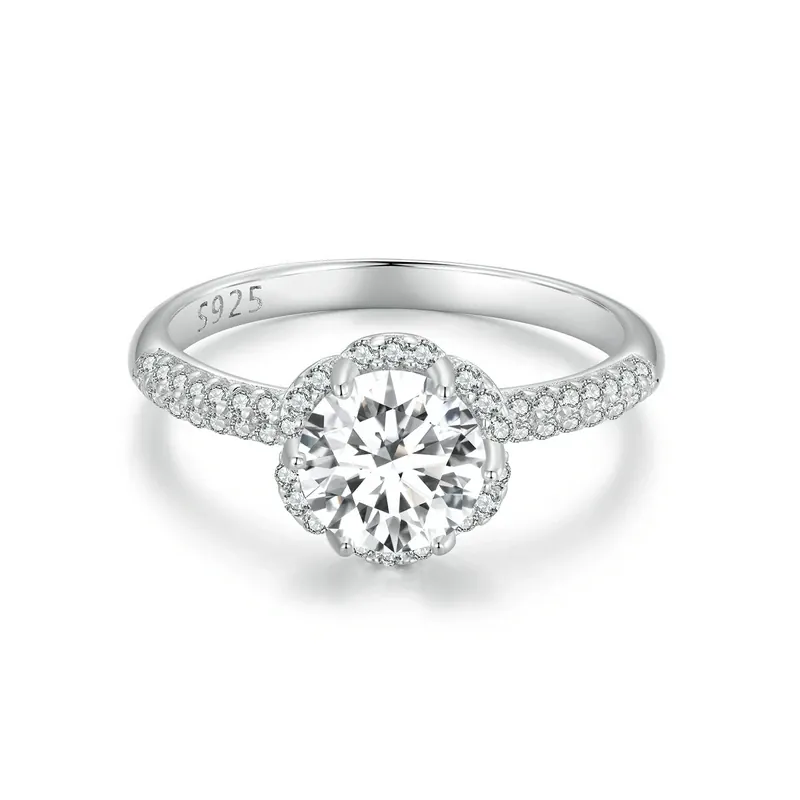 Elegance Moissanite Flower Ring - 7 Rings