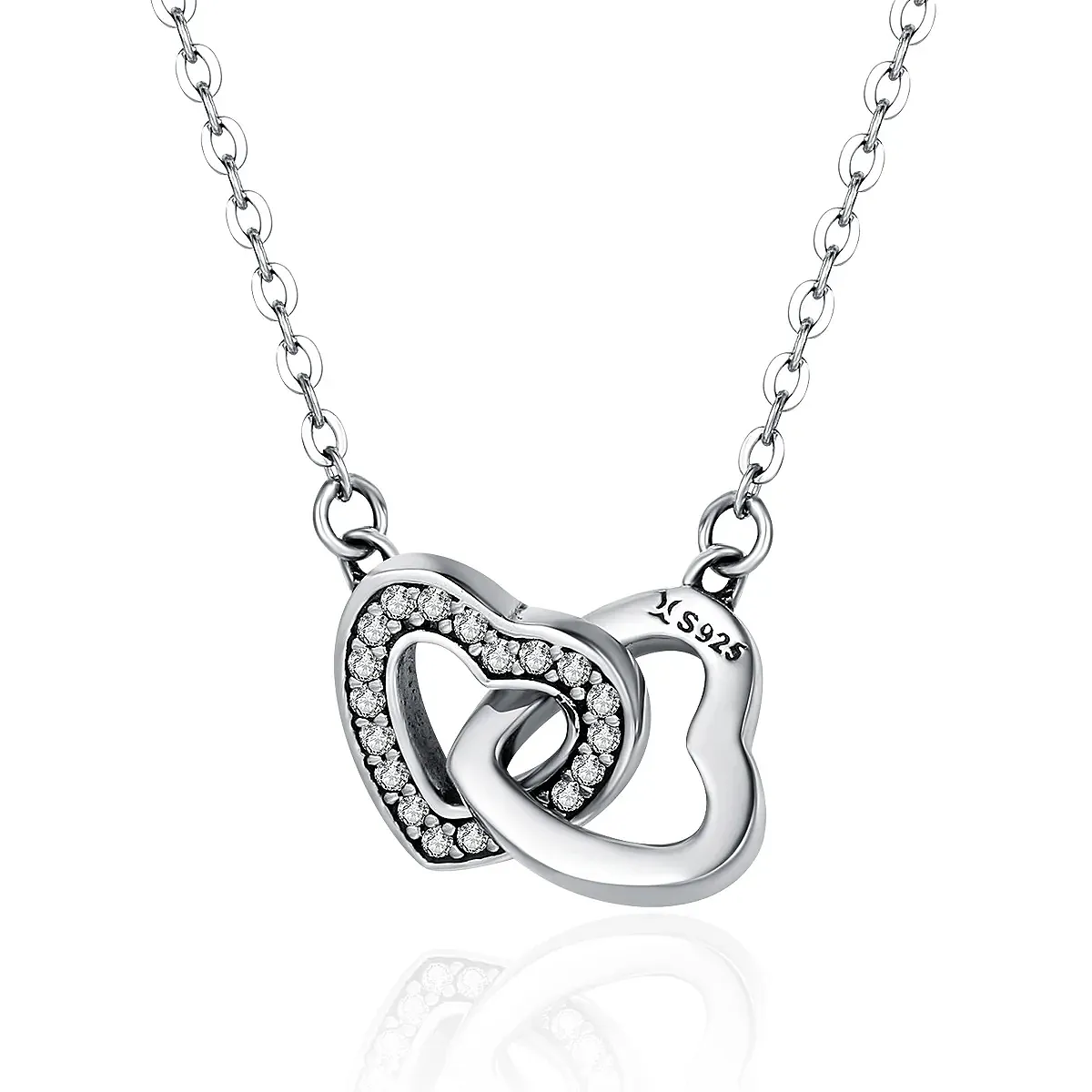 Elegance Connected Hearts Silver Necklace