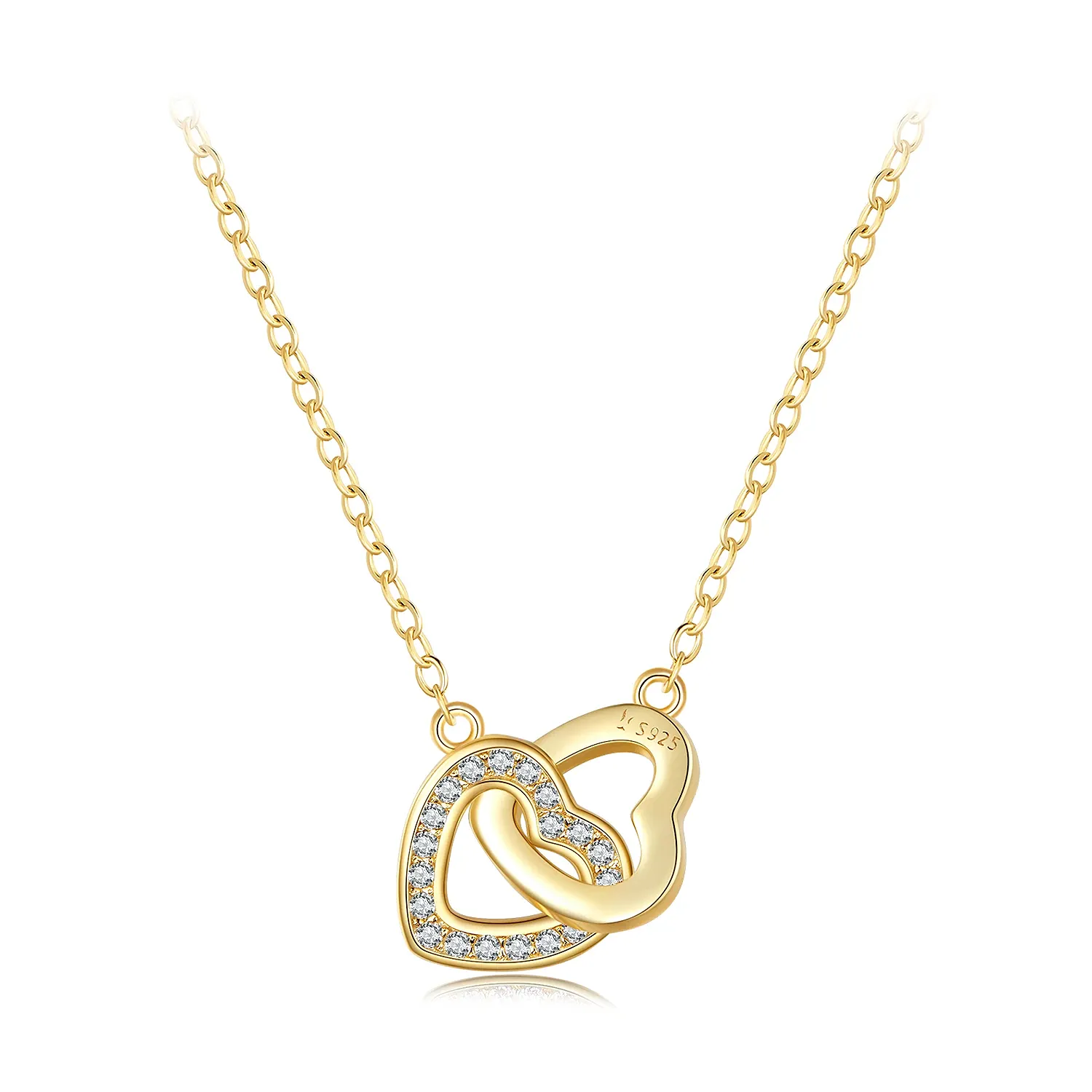 Elegance Connected Hearts Gold Necklace