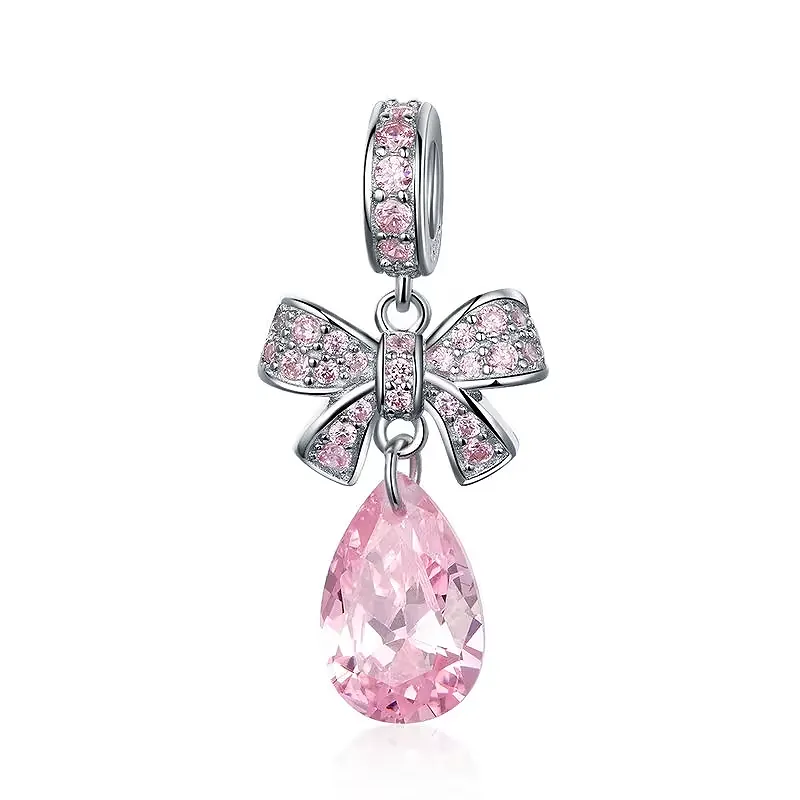 Elegance Pink Bowknot and Droplet Charm